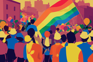 Lgbtq+ people tolerance, parade, flags, balloons, lgbtq+ community support