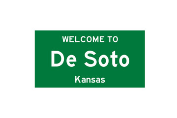 De Soto, Kansas, USA. City limit sign on transparent background. 
