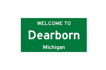 Dearborn, Michigan, USA. City limit sign on transparent background. 