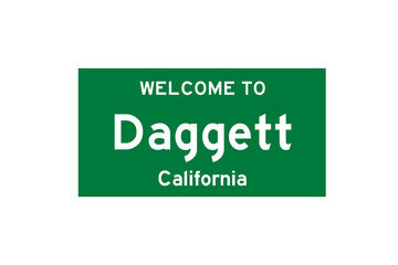 Daggett, California, USA. City limit sign on transparent background. 