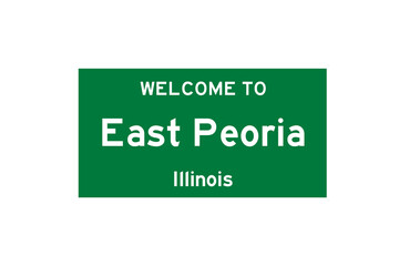 East Peoria, Illinois, USA. City limit sign on transparent background. 