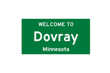 Dovray, Minnesota, USA. City limit sign on transparent background. 