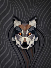 Geometric art - wolf animal head geometric low poly design illustration