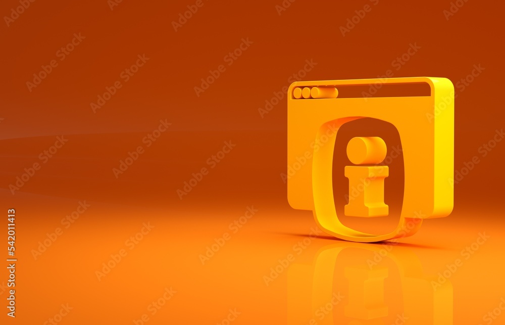 Poster Yellow Computer monitor with text FAQ information icon isolated on orange background. Frequently asked questions. Minimalism concept. 3d illustration 3D render