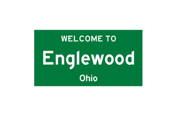 Englewood, Ohio, USA. City limit sign on transparent background. 