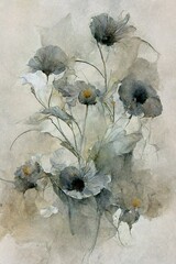 Obraz pastelowe niebieskie kwiaty