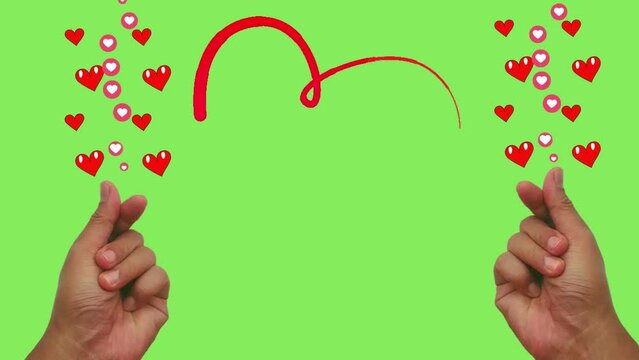 Heart in Hands Symbol, Love and Heart Sign Symbol  on a Green Screen Background Represent a Korean Heart Sign Symbol. Korean Hand Sign
