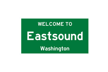 Eastsound, Washington, USA. City limit sign on transparent background. 