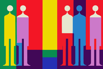 Lgbtq+ pride and tolerance people, illustration, rainbow