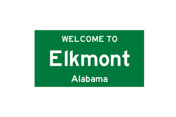 Elkmont, Alabama, USA. City limit sign on transparent background. 
