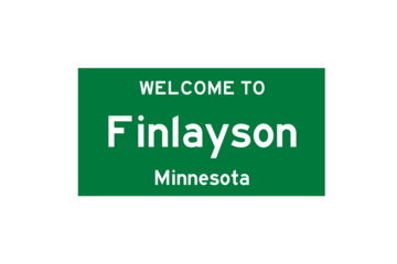 Finlayson, Minnesota, USA. City limit sign on transparent background. 