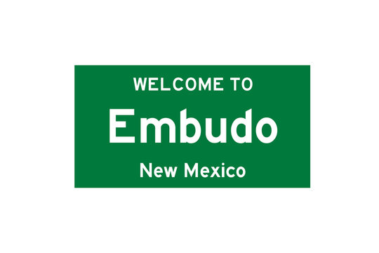 Embudo, New Mexico, USA. City limit sign on transparent background. 