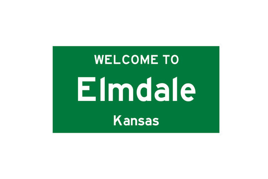 Elmdale, Kansas, USA. City limit sign on transparent background. 