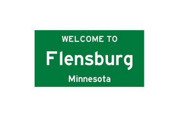 Flensburg, Minnesota, USA. City limit sign on transparent background. 