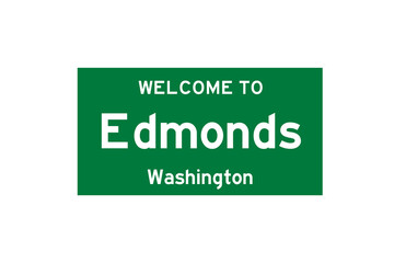 Edmonds, Washington, USA. City limit sign on transparent background. 