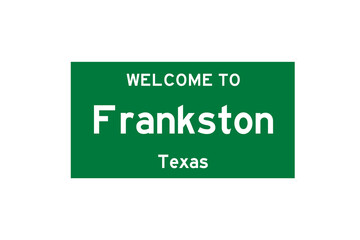 Frankston, Texas, USA. City limit sign on transparent background. 