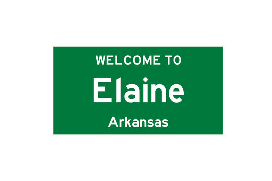 Elaine, Arkansas, USA. City limit sign on transparent background. 