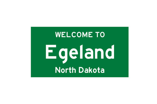 Egeland, North Dakota, USA. City limit sign on transparent background. 