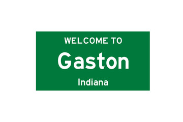 Gaston, Indiana, USA. City limit sign on transparent background. 