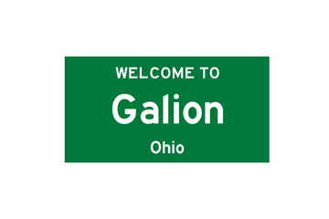 Galion, Ohio, USA. City limit sign on transparent background.  - obrazy, fototapety, plakaty
