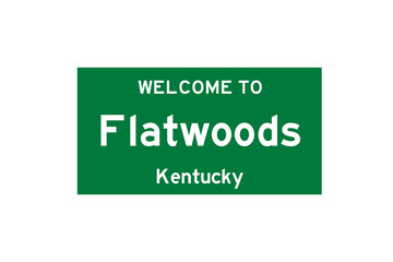 Flatwoods, Kentucky, USA. City limit sign on transparent background. 