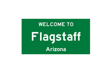 Flagstaff, Arizona, USA. City limit sign on transparent background. 