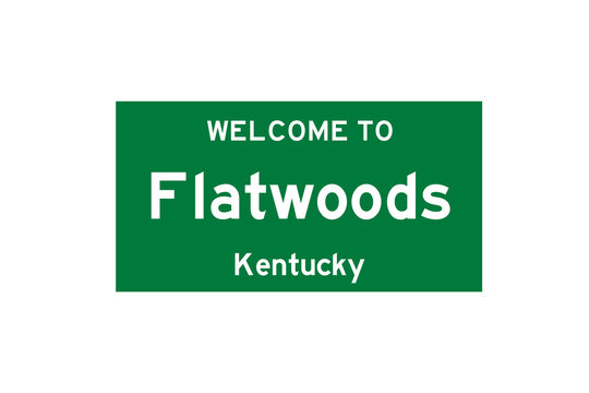 Flatwoods, Kentucky, USA. City limit sign on transparent background. 