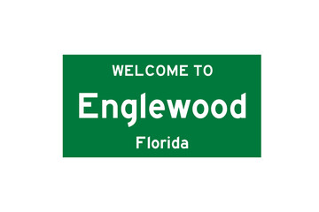 Englewood, Florida, USA. City limit sign on transparent background. 