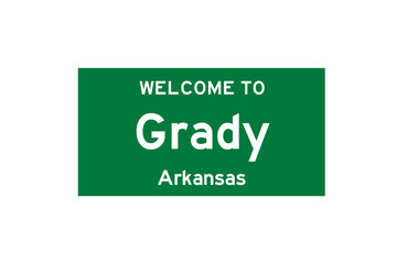 Grady, Arkansas, USA. City limit sign on transparent background. 