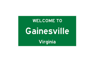 Gainesville, Virginia, USA. City limit sign on transparent background. 
