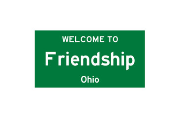 Friendship, Ohio, USA. City limit sign on transparent background. 