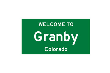 Granby, Colorado, USA. City limit sign on transparent background. 