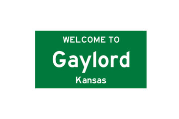 Gaylord, Kansas, USA. City limit sign on transparent background. 