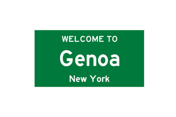 Genoa, New York, USA. City limit sign on transparent background. 