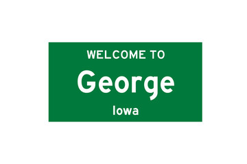 George, Iowa, USA. City limit sign on transparent background. 