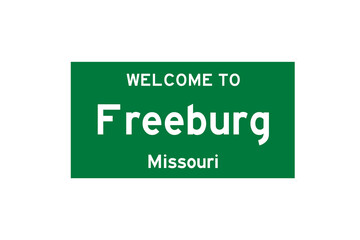 Freeburg, Missouri, USA. City limit sign on transparent background. 