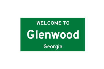 Glenwood, Georgia, USA. City limit sign on transparent background. 