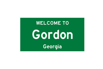 Gordon, Georgia, USA. City limit sign on transparent background. 