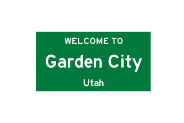 Garden City, Utah, USA. City limit sign on transparent background.  - obrazy, fototapety, plakaty
