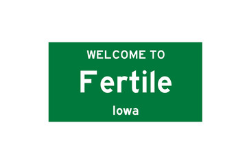Fertile, Iowa, USA. City limit sign on transparent background. 