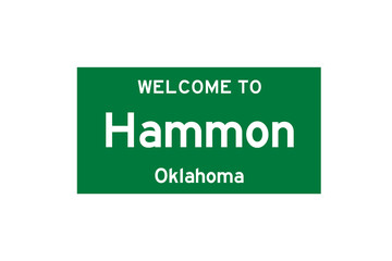 Hammon, Oklahoma, USA. City limit sign on transparent background. 