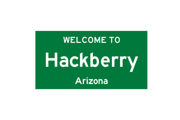 Hackberry, Arizona, USA. City limit sign on transparent background. 