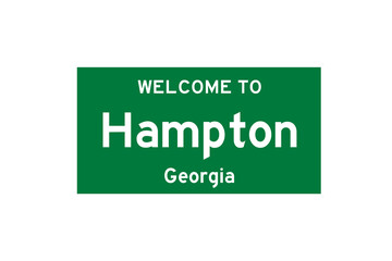Hampton, Georgia, USA. City limit sign on transparent background. 