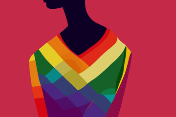 Lgbtq+ pride and tolerance girl, illustration, rainbow