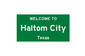 Haltom City, Texas, USA. City limit sign on transparent background. 