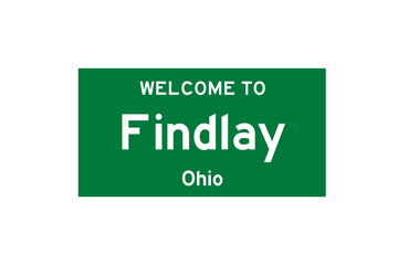 Findlay, Ohio, USA. City limit sign on transparent background. 