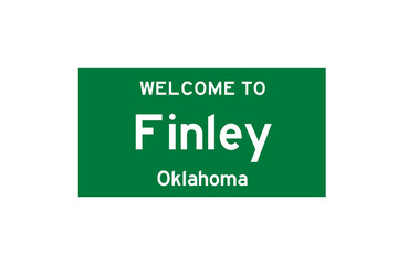 Finley, Oklahoma, USA. City limit sign on transparent background. 