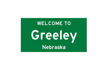 Greeley, Nebraska, USA. City limit sign on transparent background. 