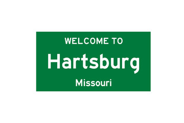 Hartsburg, Missouri, USA. City limit sign on transparent background. 