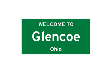 Glencoe, Ohio, USA. City limit sign on transparent background. 